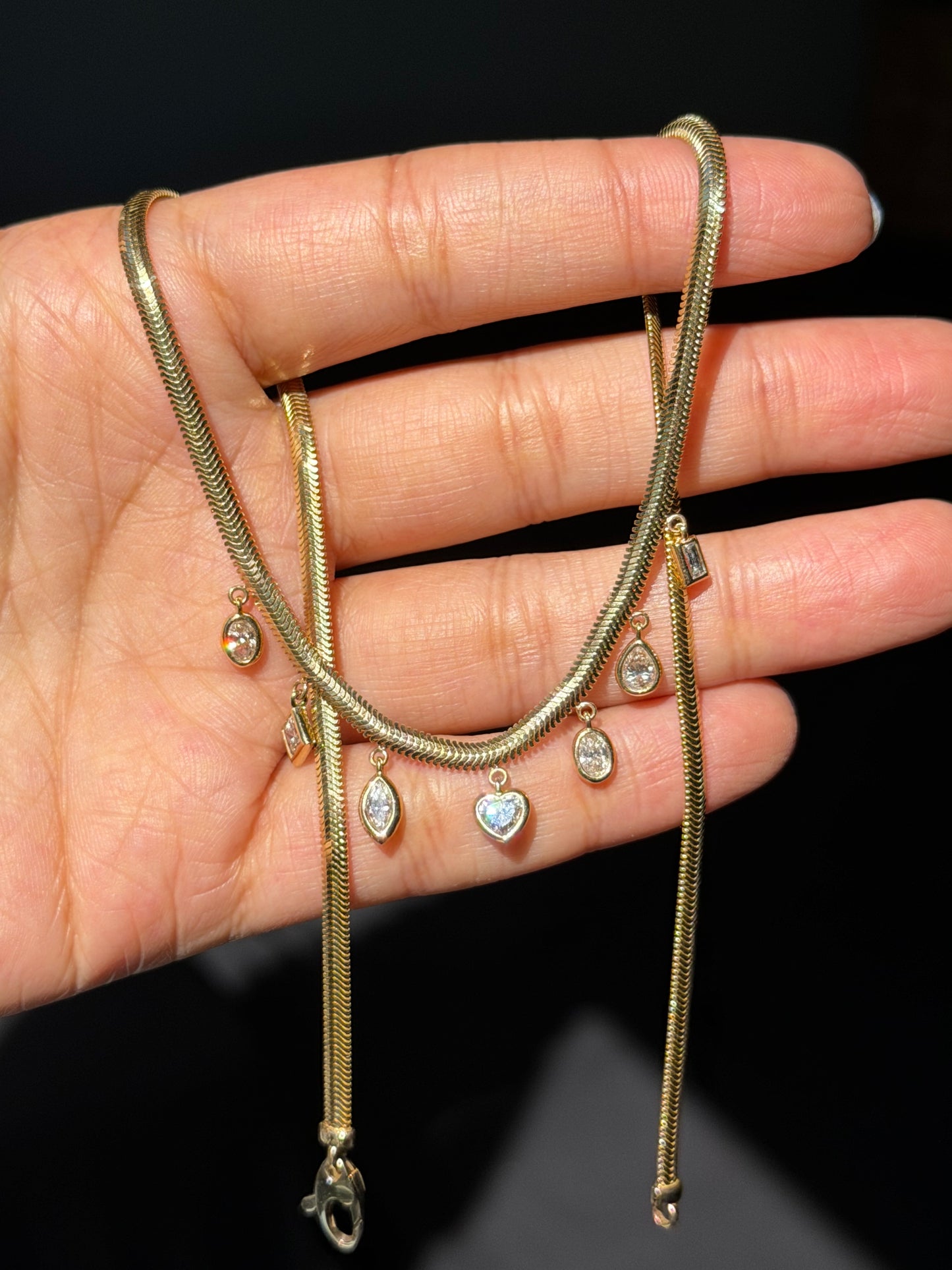 14k mixed shapes lab diamond Snake necklace