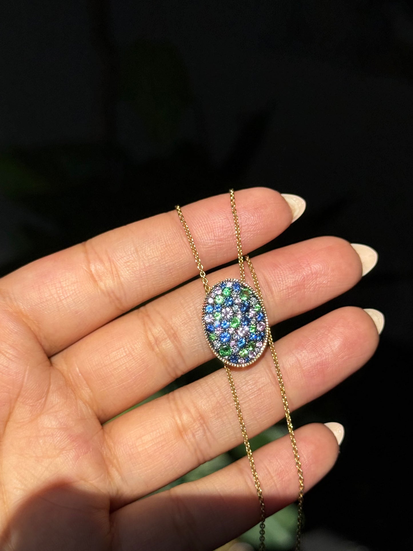 14k 1.36ct Natural multi sapphires and 0.12ct natural diamonds