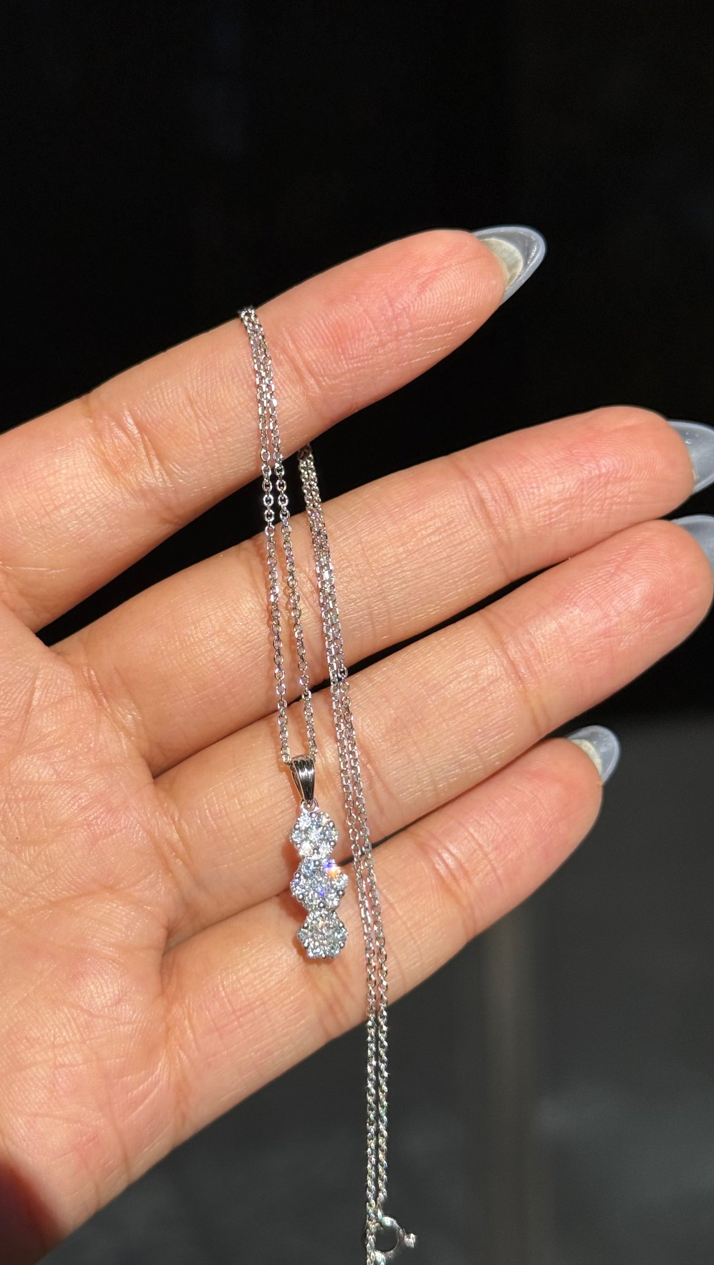 14k white gold diamond charm and chain