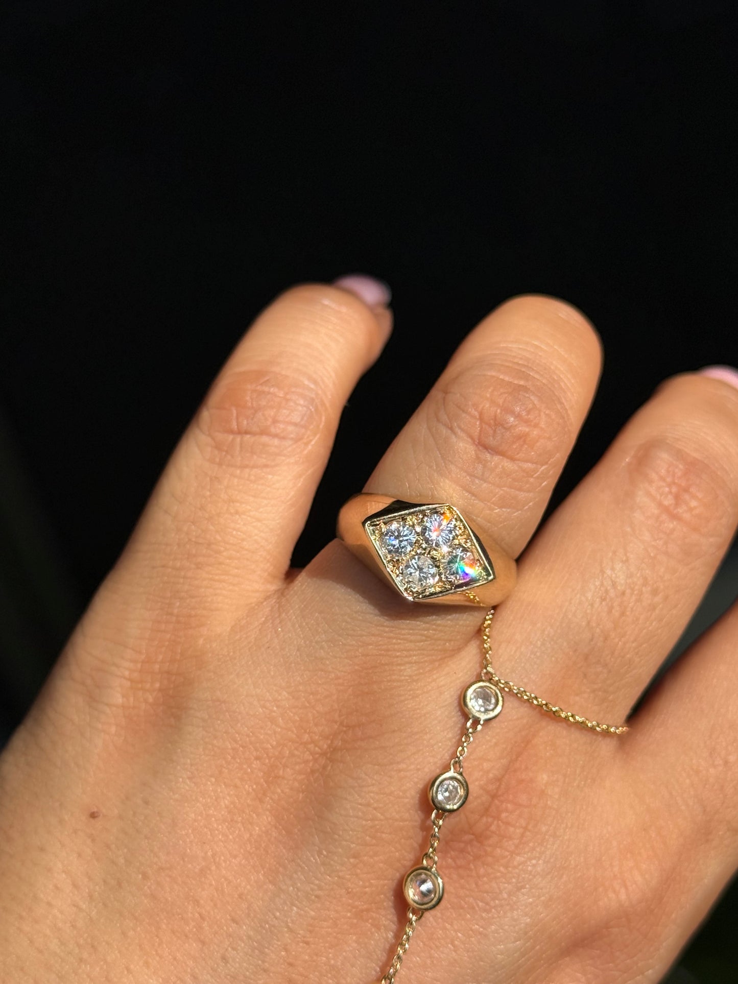 Chunky Geometric 14k diamond ring