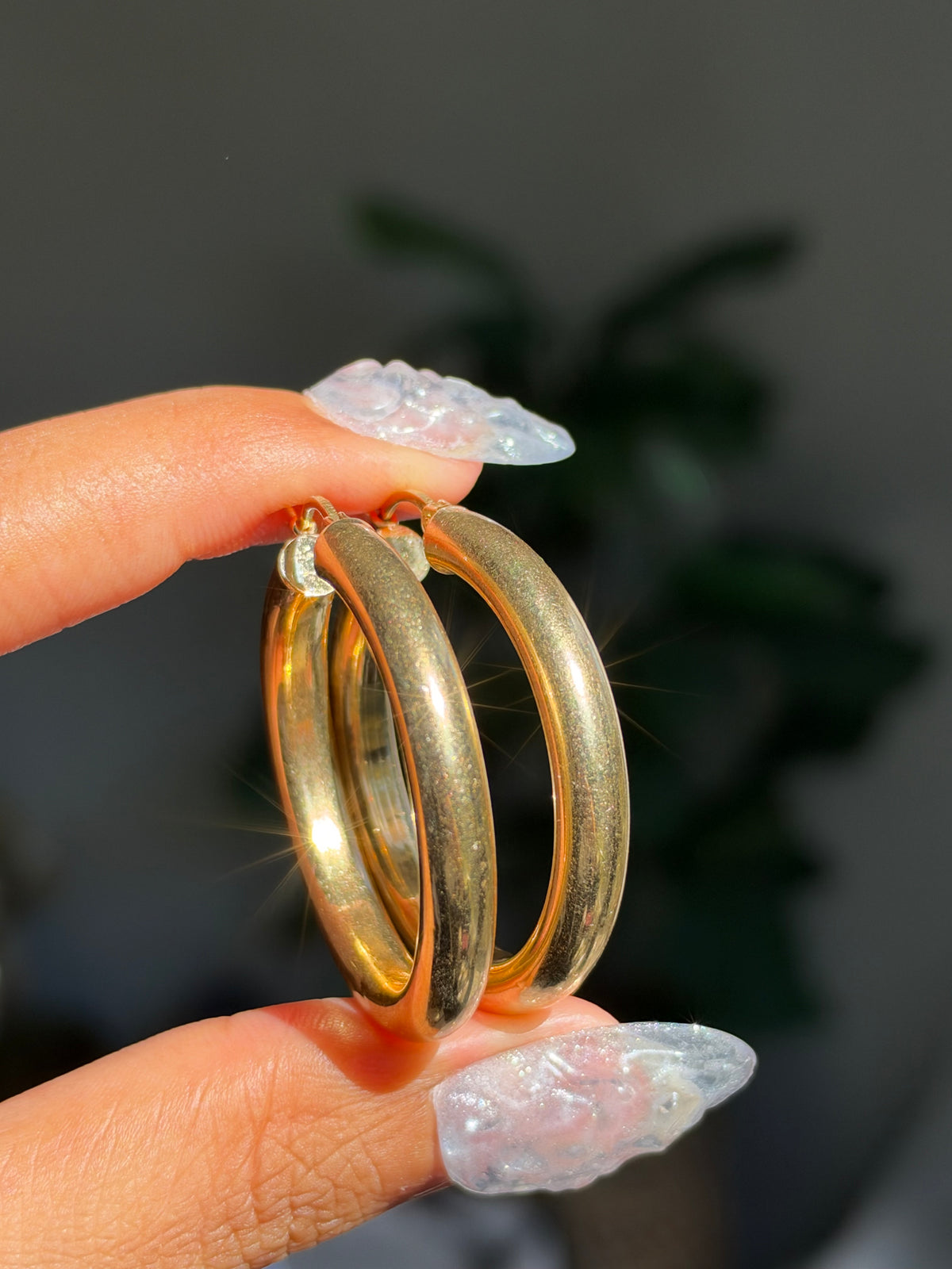 14k large tube hoop earrings