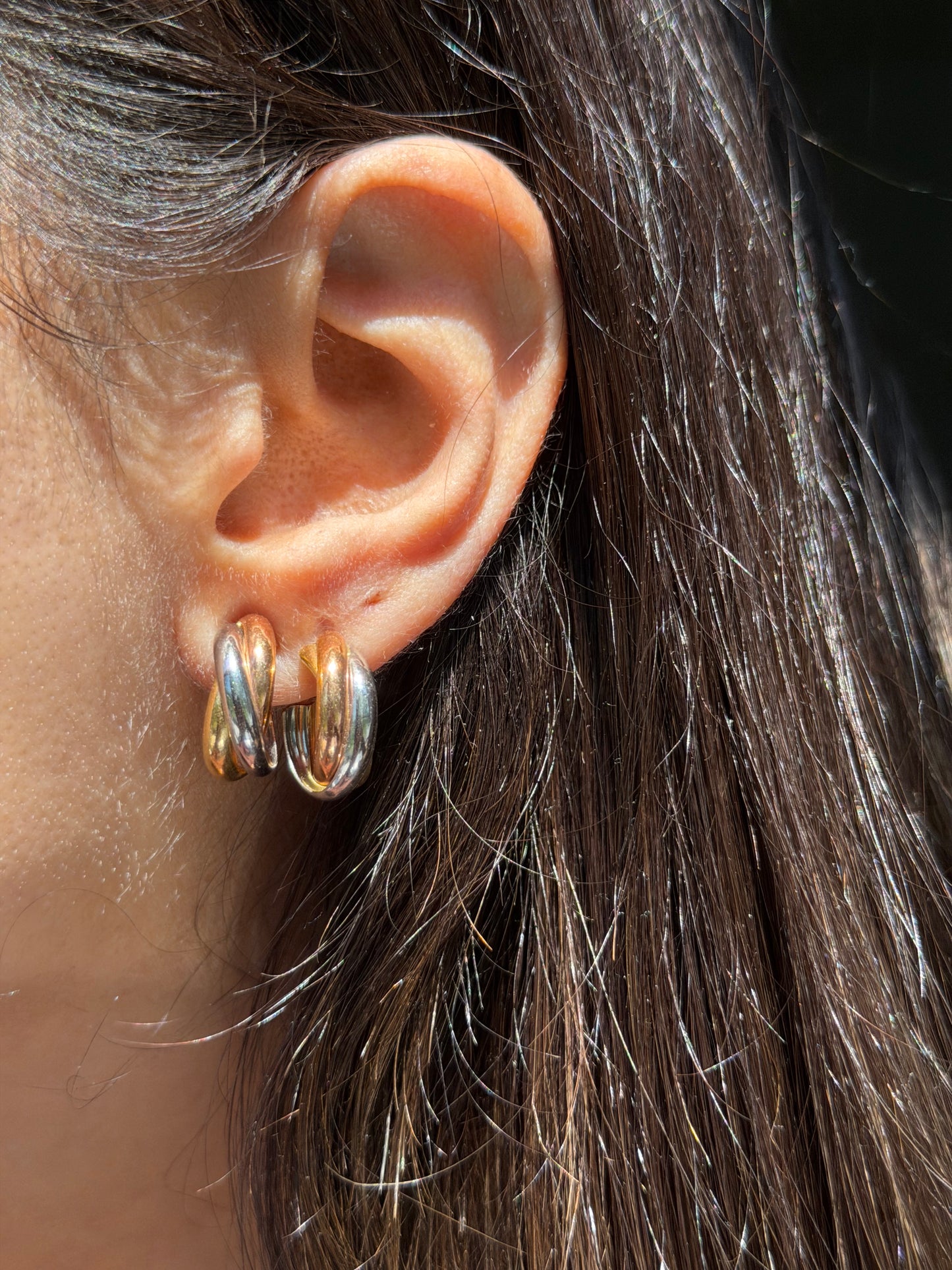 18k Tri tone earrings