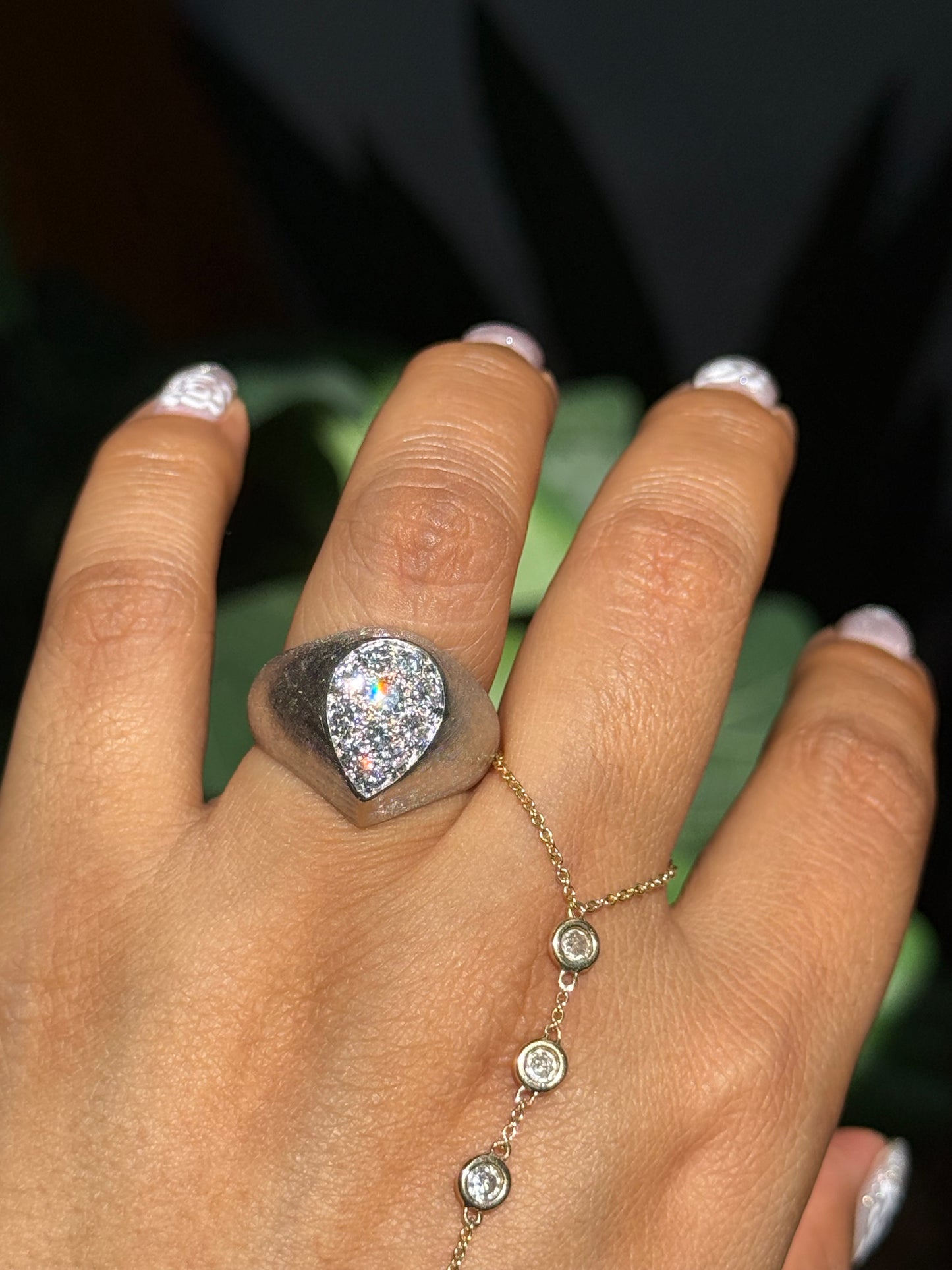 Vintage 14k white gold diamond ring