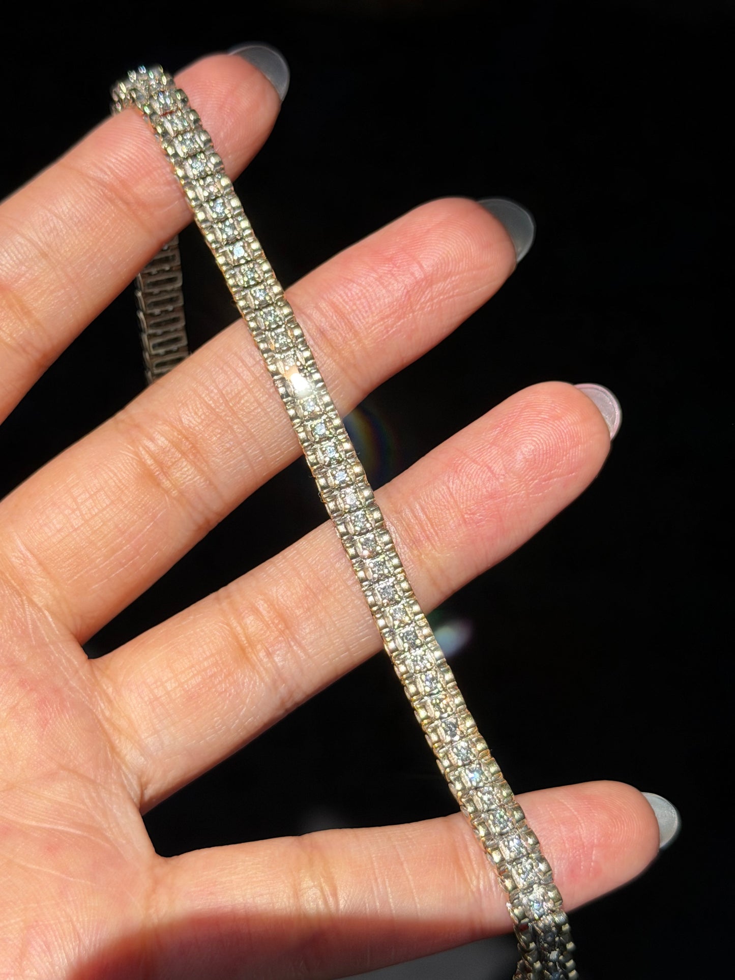 14k diamond panther tennis bracelet