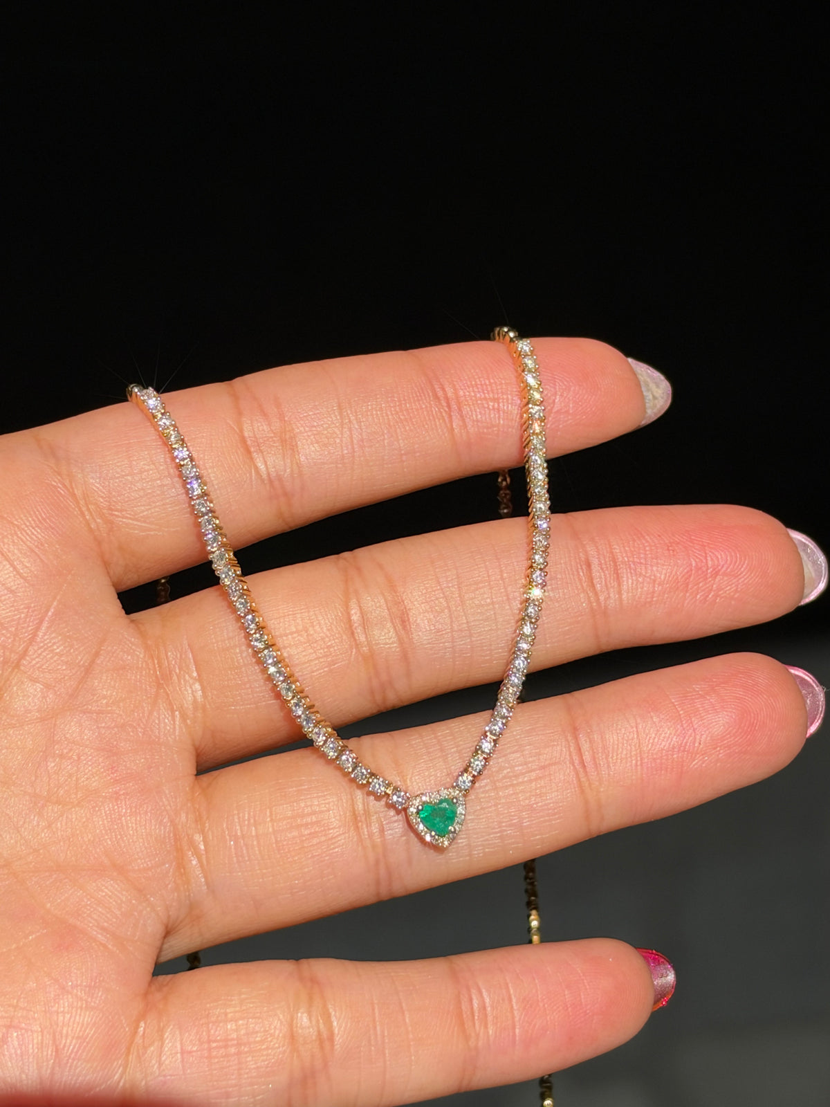 14k diamond tennis necklace