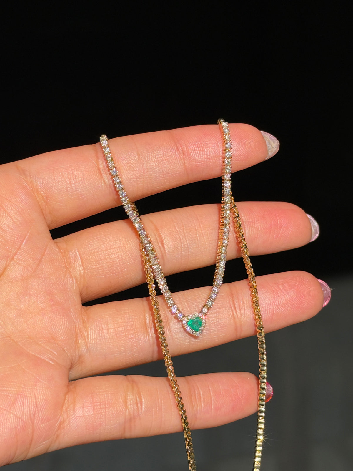 14k diamond tennis necklace