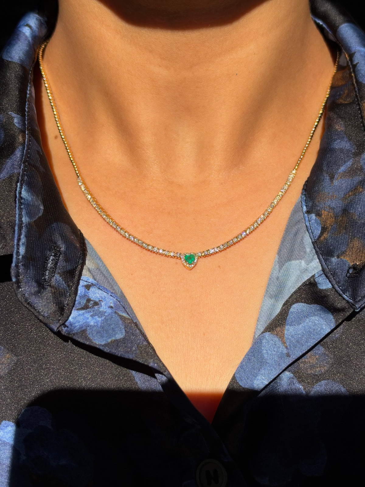 14k diamond tennis necklace